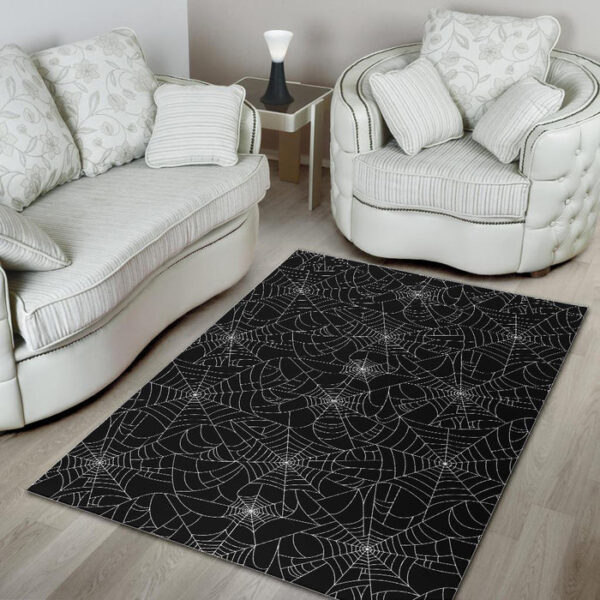 Black Spider Web Pattern Print Sillvela Area Rug