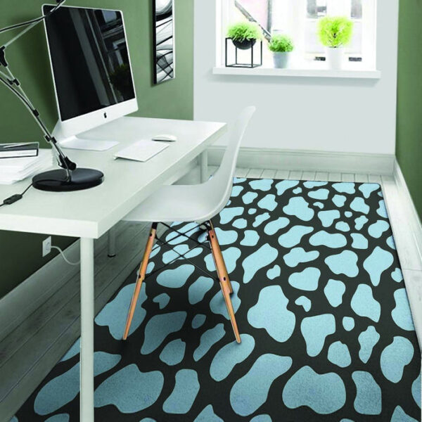 Blue And Black Cow Print Sillvela Area Rug