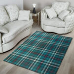 Blue Aqua Plaid Tartan Sillvela Area Rug
