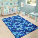 Blue Camo Print Sillvela Area Rug