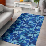 Blue Camo Print Sillvela Area Rug