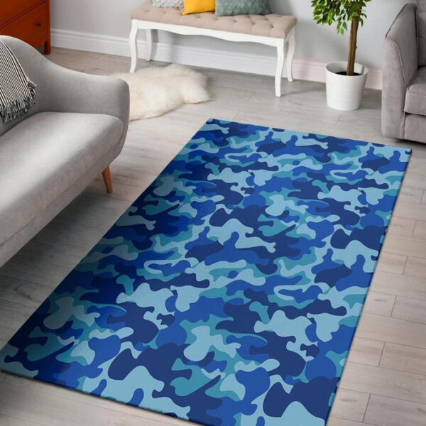 Blue Camo Print Sillvela Area Rug