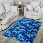 Blue Camo Print Sillvela Area Rug