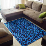 Blue Cheetah Leopard Pattern Print Sillvela Area Rug