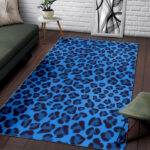 Blue Cheetah Leopard Pattern Print Sillvela Area Rug