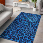 Blue Cheetah Leopard Pattern Print Sillvela Area Rug