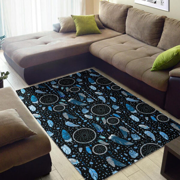 Blue Dream Catcher Feather Sillvela Area Rug