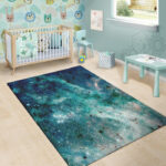 Blue Galaxy Space Sillvela Area Rug