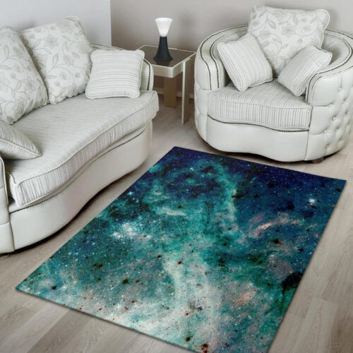 Blue Galaxy Space Sillvela Area Rug