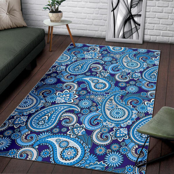 Blue Paisley Pattern Print Sillvela Area Rug