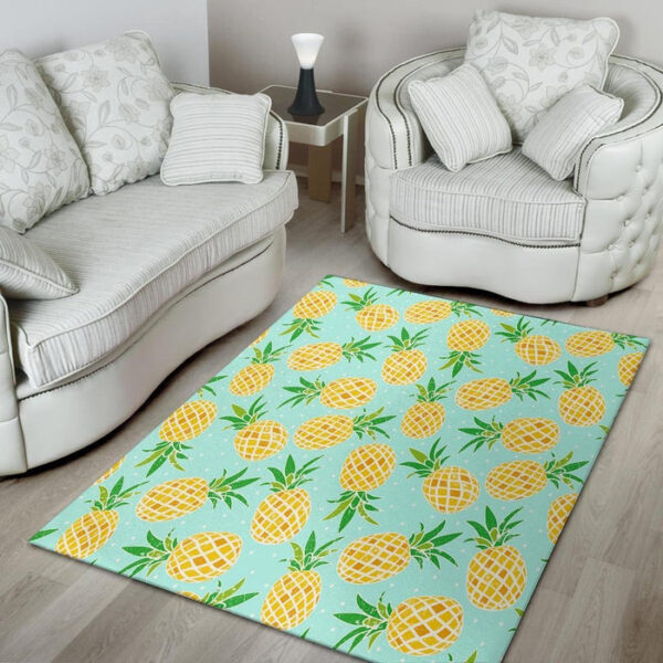 Blue Pineapple Print Sillvela Area Rug
