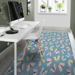 Blue Polka Dots Butterfly Print Sillvela Area Rug