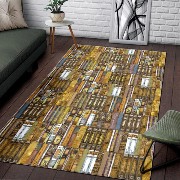 Book Lover Library Librarian Pattern Print Sillvela Area Rug