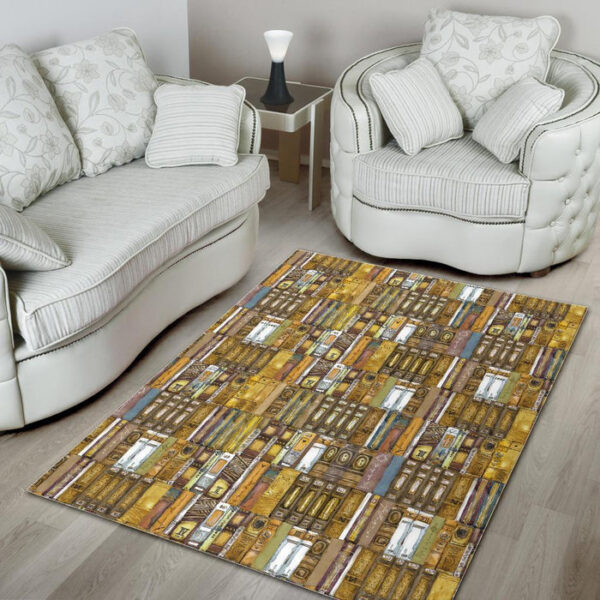 Book Lover Library Librarian Pattern Print Sillvela Area Rug