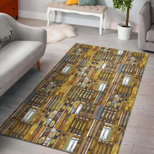 Book Lover Library Librarian Pattern Print Sillvela Area Rug