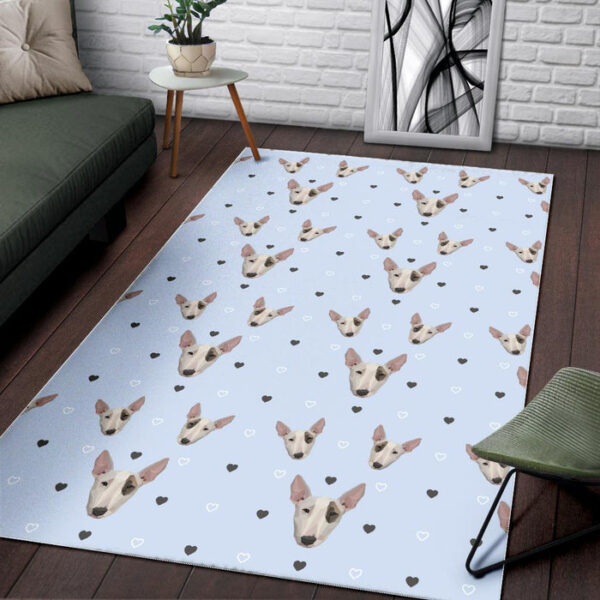 Bull Terrier Heart Pattern Print Sillvela Area Rug