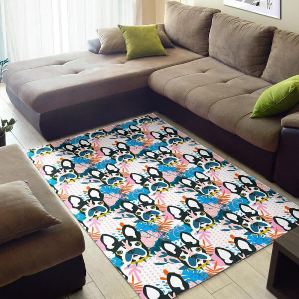 Bulldog Paint Pattern Print Sillvela Area Rug
