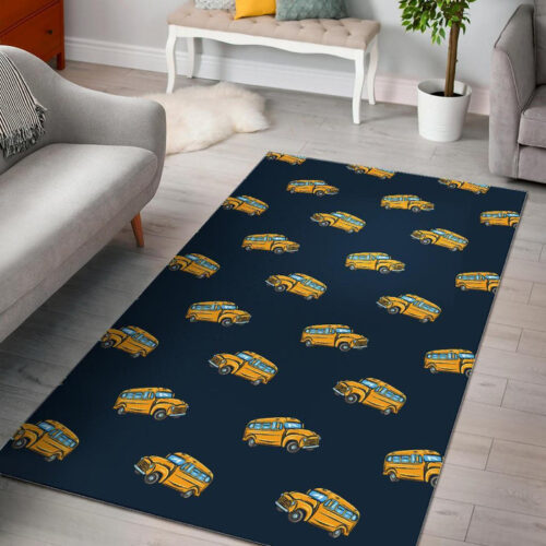 Bus School Pattern Print Sillvela Area Rug