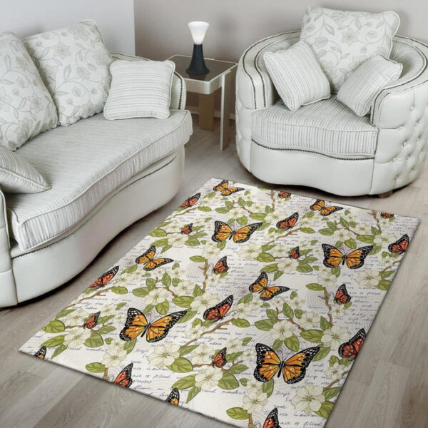 Butterfly Floral Print Sillvela Area Rug