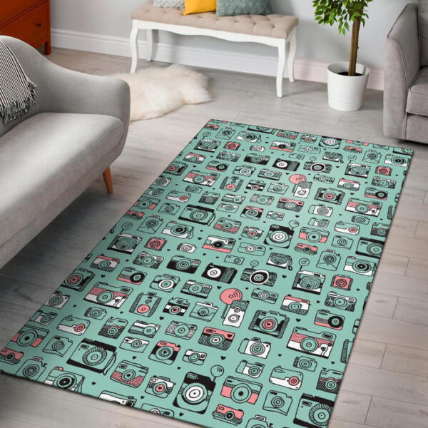Camera Pastel Pattern Print Sillvela Area Rug