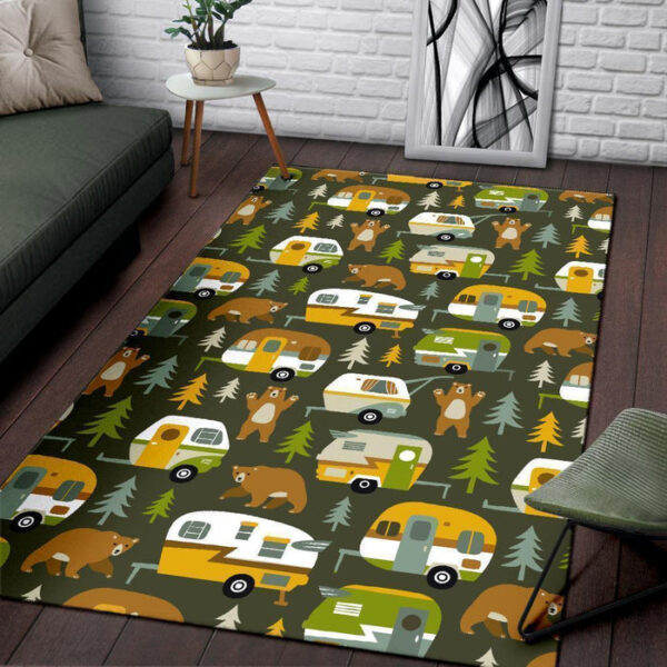 Camper Van Print Pattern Sillvela Area Rug