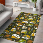 Camper Van Print Pattern Sillvela Area Rug