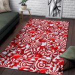 Candy Cane Print Pattern Sillvela Area Rug