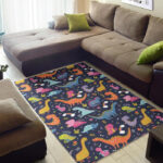 Cartoon Dino Dinosaur Pattern Print Sillvela Area Rug