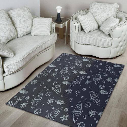 Cartoon Galaxy Space Sillvela Area Rug