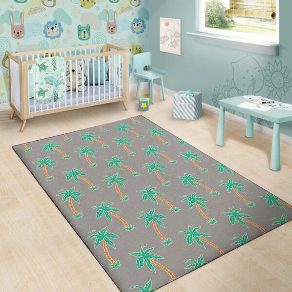 Cartoon Palm Tree Hawaiian Print Sillvela Area Rug