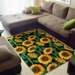 Cartoon Sunflower Pattern Print Sillvela Area Rug