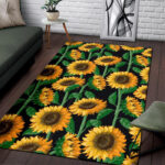 Cartoon Sunflower Pattern Print Sillvela Area Rug