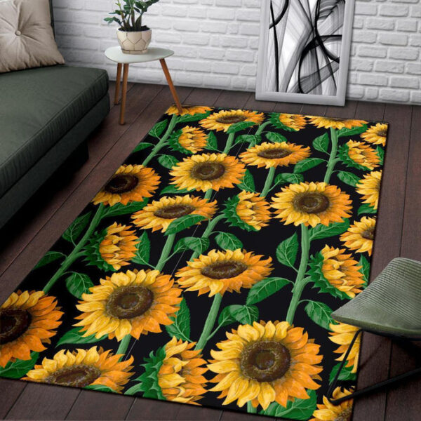 Cartoon Sunflower Pattern Print Sillvela Area Rug