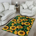 Cartoon Sunflower Pattern Print Sillvela Area Rug