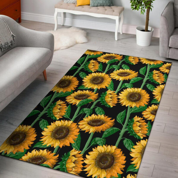 Cartoon Sunflower Pattern Print Sillvela Area Rug