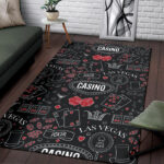 Casino Poker Pattern Print Sillvela Area Rug
