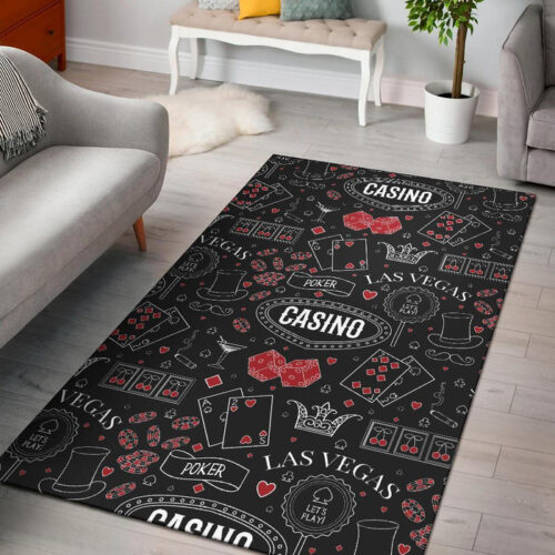 Casino Poker Pattern Print Sillvela Area Rug