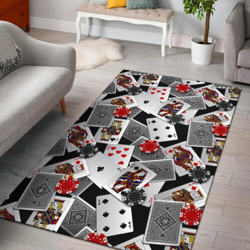 Casino Poker Print Pattern Sillvela Area Rug