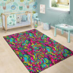 Cat Hippie Psychedelic Sillvela Area Rug