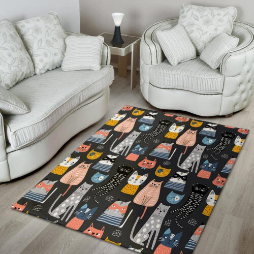 Cat Style Print Sillvela Area Rug