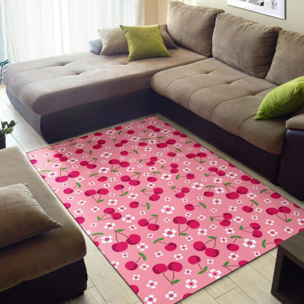 Cherry Floral Pattern Print Sillvela Area Rug