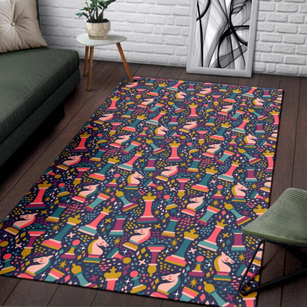 Chess Colorful Pattern Print Sillvela Area Rug