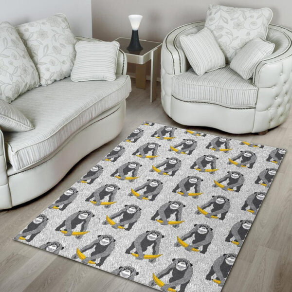 Chimp Monkey Banana Pattern Print Sillvela Area Rug