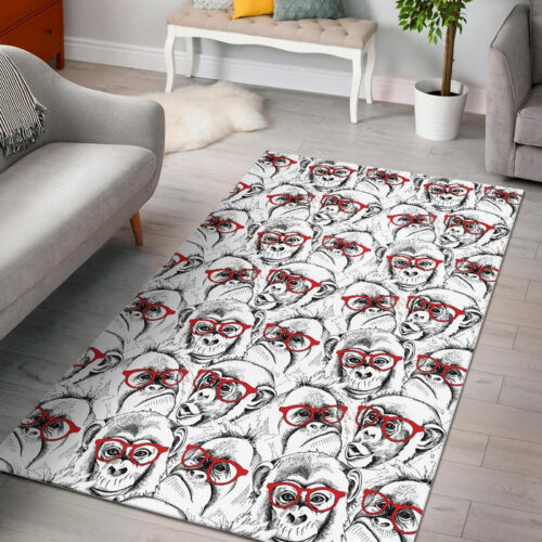 Chimp Monkey Pattern Print Sillvela Area Rug