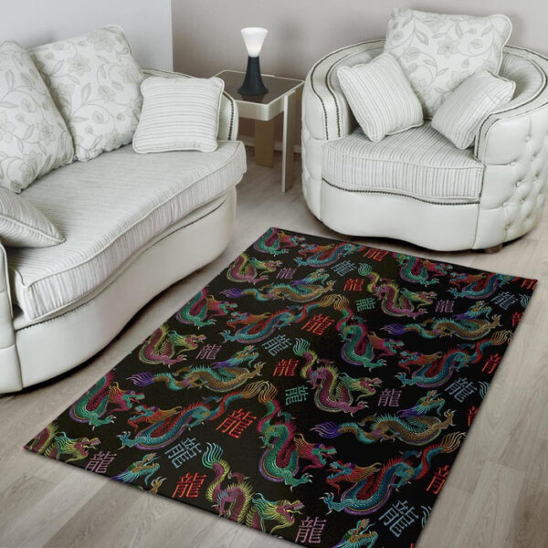 Chinese Dragon Character Print Sillvela Area Rug