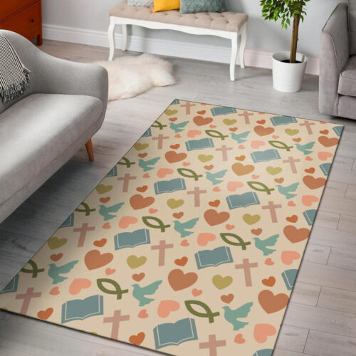 Christian Bible Pattern Print Sillvela Area Rug