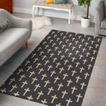 Christian Cross Pattern Print Sillvela Area Rug