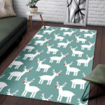 Christmas Reindeer Pattern Print Sillvela Area Rug