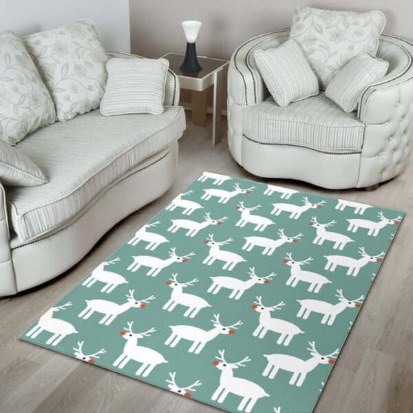 Christmas Reindeer Pattern Print Sillvela Area Rug