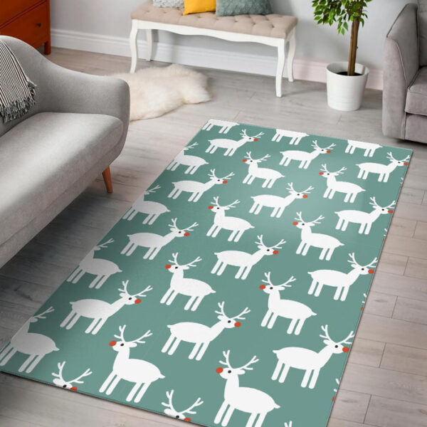 Christmas Reindeer Pattern Print Sillvela Area Rug